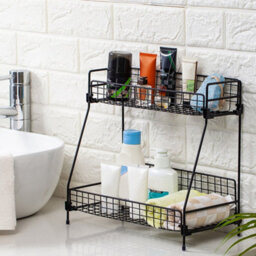 Living And Home 2 Tiers Black Kitchen Spice Rack Bathroom Shower Organizer Storage Shelf W 315 mm - thumbnail 2