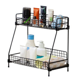 Living And Home 2 Tiers Black Kitchen Spice Rack Bathroom Shower Organizer Storage Shelf W 315 mm - thumbnail 5