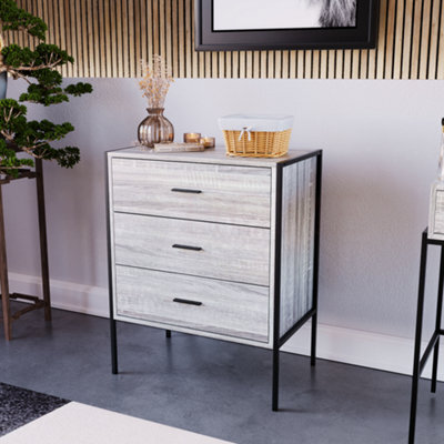 Lassic Vida Designs Brooklyn Grey 3 Drawer Chest (H)795mm (W)630mm (D)400mm - image 1