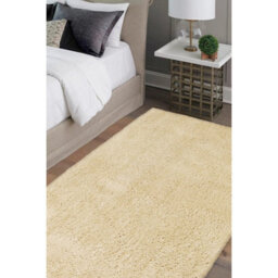 Melrose Super Soft Venus Shaggy Snuggly Plain Honey Area Rug 160/230Cm - thumbnail 1