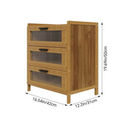 02 Tea Color Bedside Cabinet Bamboo Nightstand With 3 Drawer, Bedside Storage Table Bedroom Organizer Cabinet - thumbnail 2