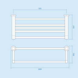 Nes Home High Quality Brass With Chrome Finish Bathroom Towel Shelf Rack & Rails - thumbnail 2