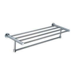 Nes Home High Quality Brass With Chrome Finish Bathroom Towel Shelf Rack & Rails - thumbnail 1