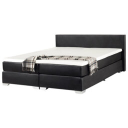Beliani Divan Bed Faux Leather President 180 X 200 Cm (Eu Super King) Black - thumbnail 1