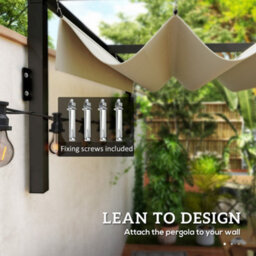Outsunny 2 X 3(M) Wall Mounted Pergola With Retractable Roof, Khaki - thumbnail 4