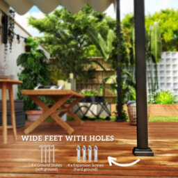 Outsunny 2 X 3(M) Wall Mounted Pergola With Retractable Roof, Khaki - thumbnail 6