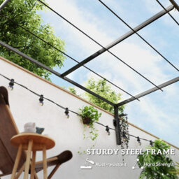Outsunny 2 X 3(M) Wall Mounted Pergola With Retractable Roof, Khaki - thumbnail 7