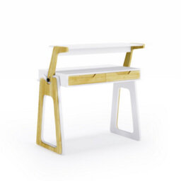 Alphason Dorel Home Palmer Adjustable Office Desk In White / Oak - thumbnail 5