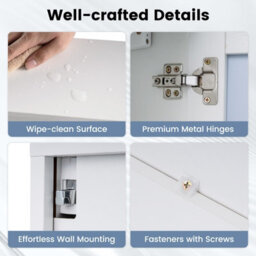Gainoom Bathroom White Wall Mirror Cabinet Recessed Or Surface Mount Medicine Cabinet W/single Door & 3 Open Shelves - thumbnail 7