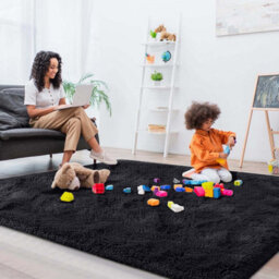 Ameha Black Area Rugs For Bedroom Large Non Slip -Modern Super Soft Fluffy Shaggy Thick Pile Non Shedding Rug (120X170 Cm) - thumbnail 8