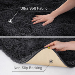 Ameha Black Area Rugs For Bedroom Large Non Slip -Modern Super Soft Fluffy Shaggy Thick Pile Non Shedding Rug (120X170 Cm) - thumbnail 9