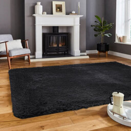 Ameha Black Area Rugs For Bedroom Large Non Slip -Modern Super Soft Fluffy Shaggy Thick Pile Non Shedding Rug (120X170 Cm) - thumbnail 2