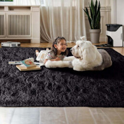 Ameha Black Area Rugs For Bedroom Large Non Slip -Modern Super Soft Fluffy Shaggy Thick Pile Non Shedding Rug (120X170 Cm) - thumbnail 6