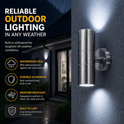 Shopnbits Outdoor Wall Light Stainless Steel Up Down Lamp Ip65 Waterproof With Cool White Gu10 Bulbs Included - thumbnail 5