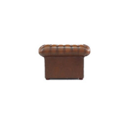 Chesterfield Low Back Club Armchair Antique Tan Real Leather In Classic Style - thumbnail 9
