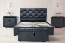 Comfy Living 4Ft6 Wellington Plush Velvet Ottoman Fabric Bed Frame - thumbnail 2