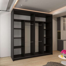 Sliding Wardrobes 4 u LTD Sliding Wardrobes 4U Fashnary Double Sliding Door Wardrobe - Black 203Cm - thumbnail 3
