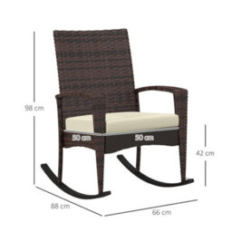 Wyld Haus Ralave Set Of 2 Brown Pe Rattan Garden Rocking Chairs With Beige Cushions - thumbnail 4