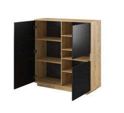 Arte Versatile Aston 42 Sideboard Cabinet 121Cm - Black Matt & Oak Torus: Stylish Storage Solution For Modern Living Spaces - thumbnail 2