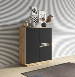 Arte Versatile Aston 42 Sideboard Cabinet 121Cm - Black Matt & Oak Torus: Stylish Storage Solution For Modern Living Spaces - thumbnail 3