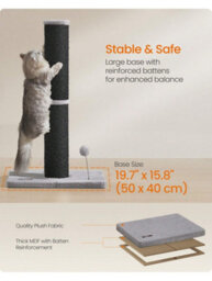 LEDREM Cat Scratching Post, 85 Cm Cat Scratcher For Medium And Large Cats, Furniture Scratching Deterrent Sisal Scratch Pole - thumbnail 9