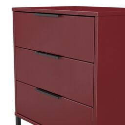 Marsala Ready Assembled Matt Red 3 Drawer Chest (H)678mm (W)575mm (D)395mm - thumbnail 3