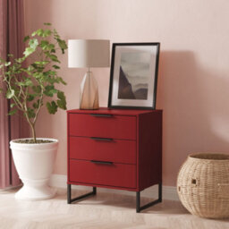 Marsala Ready Assembled Matt Red 3 Drawer Chest (H)678mm (W)575mm (D)395mm - thumbnail 1
