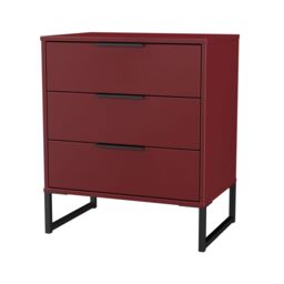 Marsala Ready Assembled Matt Red 3 Drawer Chest (H)678mm (W)575mm (D)395mm - thumbnail 2