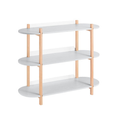 Sobuy Hstr01-H-Hg, 3 Tiers Bookcase Bookshelf Storae Display Shelf Side Table Console Table, Grey And Natural,w101Xd33Xh87 - image 1