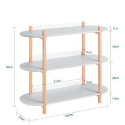 Sobuy Hstr01-H-Hg, 3 Tiers Bookcase Bookshelf Storae Display Shelf Side Table Console Table, Grey And Natural,w101Xd33Xh87 - thumbnail 3