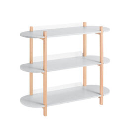Sobuy Hstr01-H-Hg, 3 Tiers Bookcase Bookshelf Storae Display Shelf Side Table Console Table, Grey And Natural,w101Xd33Xh87 - thumbnail 1
