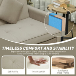 Homcom Reversible L-Shaped Sectional Sofa Bed With Cushions, Beige - thumbnail 8