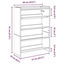 Berkfield Elegant Shoe Rack Old Wood 80X25X61.5 Cm Engineered Wood - thumbnail 9