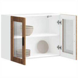Berkfield Durable Kitchen Wall Cabinet With Glass Door Porto Old Wood - thumbnail 5