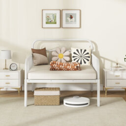 Costway Extendable Daybed To Single Size Bed Metal Sofa Bed With Trundle - thumbnail 4