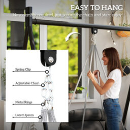 Outsunny Hammock Chair, Boho Hanging Swing Chair With Cushion, Dark Grey - thumbnail 6