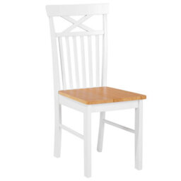 Wyld And Coco Home Set Of 2 White Wood Dining Chairs With Light Wood Accents, Scandinavian Style, Ready Assembled - thumbnail 3