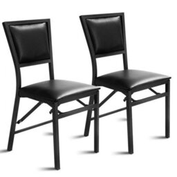 Set Of 2 Padded Folding Chair Metal Frame Counter Height Dining Chairs - thumbnail 1