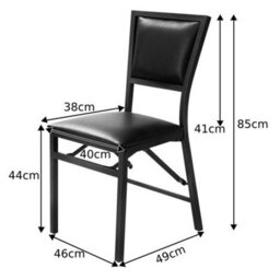 Set Of 2 Padded Folding Chair Metal Frame Counter Height Dining Chairs - thumbnail 2