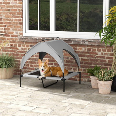 Pawhut Cooling Raised Dog Bed W/ Breathable Mesh, For M, L Dogs - Light Grey - image 1
