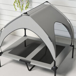 Pawhut Cooling Raised Dog Bed W/ Breathable Mesh, For M, L Dogs - Light Grey - thumbnail 8