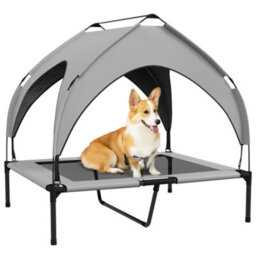 Pawhut Cooling Raised Dog Bed W/ Breathable Mesh, For M, L Dogs - Light Grey - thumbnail 2