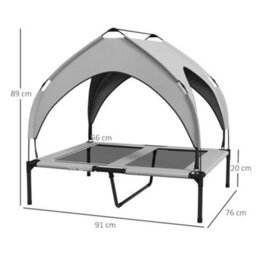 Pawhut Cooling Raised Dog Bed W/ Breathable Mesh, For M, L Dogs - Light Grey - thumbnail 3