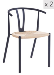 Nordlys Set Of 2 Metal And Rope Dining Chairs Modern Design Style Dining Room - thumbnail 2