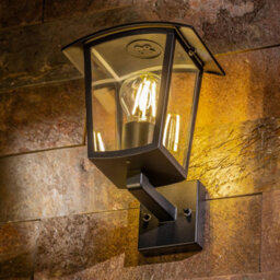CGC Lighting Cgc Outdoor Outside Wall Light Black E27 Lantern Clear Diffuser Ip44 Traditional Porch Up Facing - thumbnail 2
