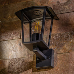 CGC Lighting Cgc Outdoor Outside Wall Light Black E27 Lantern Clear Diffuser Ip44 Traditional Porch Up Facing - thumbnail 3
