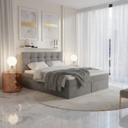 Luanda 160 And 200 Functional Bedroom Bed With Bonell Springs And Integrated Storage Light Grey - thumbnail 2