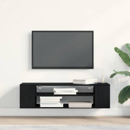 Berkfield Wall-Mounted Tv Cabinet - Black Oak, 100X30X26.5 Cm, Engineered Wood - thumbnail 4