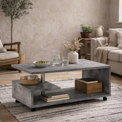 Wyld Haus Salford Grey Coffee Table With Open Shelves - image 1
