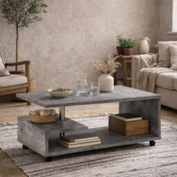 Wyld Haus Salford Grey Coffee Table With Open Shelves - thumbnail 1